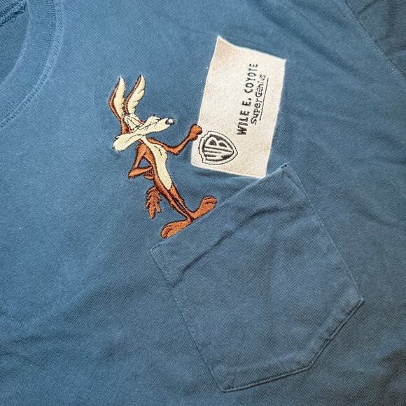 Vintage Mens Shirt Size L Wile Coyote Genius Pocket Warner Bros Looney Tunes - Picture 4 of 6